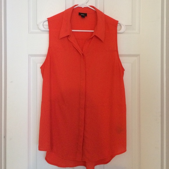 Burnt orange collared button down tank top