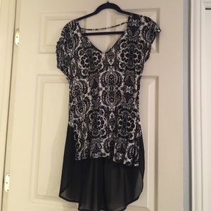 Black & White Top with sheer accent