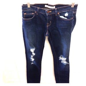 J Brand 912 low rise pencil torn dark vintage.