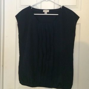 LOFT navy blue ruffle tee