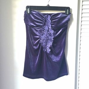 Charlotte Russe purple eggplant velvet tube top