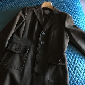 Chocolate brown coat.