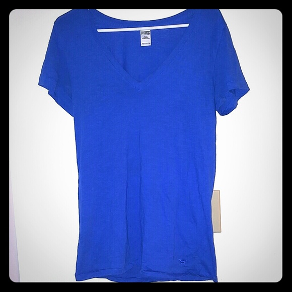 PINK blue V neck