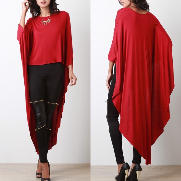 LOWEST 💜 "Another Moon" Maxi Poncho High Low Top - Picture 3 of 4