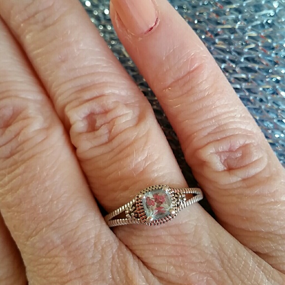 💍 925 SILVER, DIAMOND, AND BLUE GEMSTONE RING - Picture 2 of 4