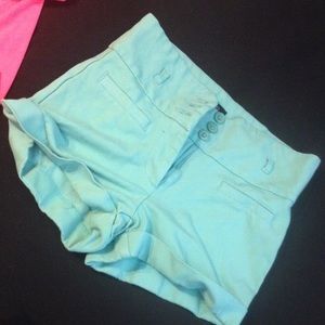 mint green high waisted shorts