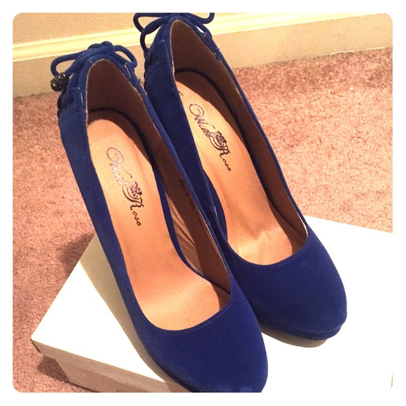 Blue Velour Pumps