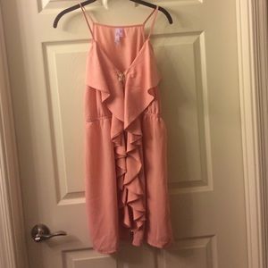 Pink ruffle dress.