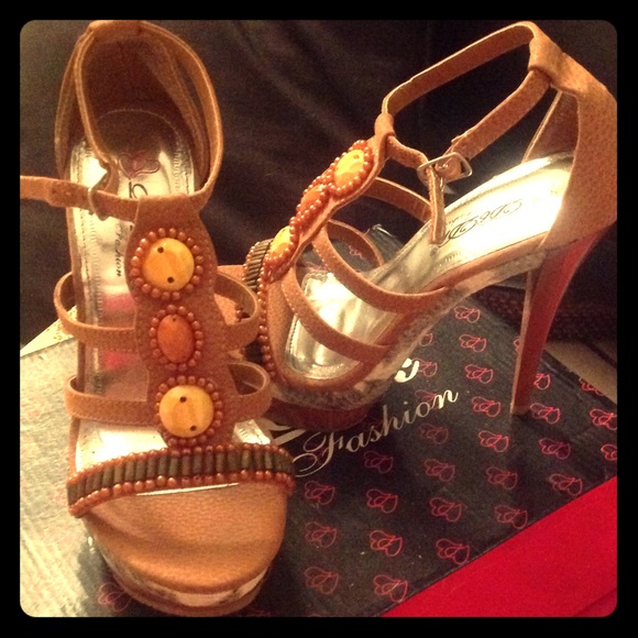 Beaded one of a kind stilettos w/ designed bottom