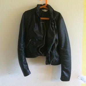 A black Abercrombie kids leather jacket