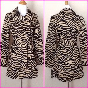 NWT Lauren Ralph Lauren Zebra Print Trenchcoat