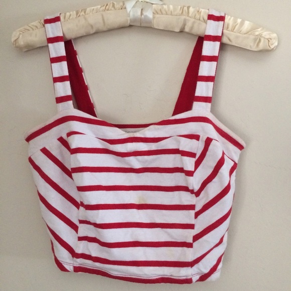 Forever 21: Red & White Striped Crop Top