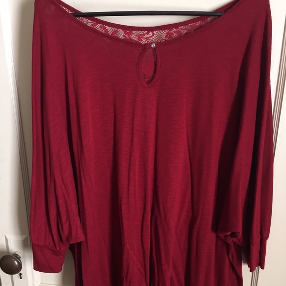 Burgundy Lace Dolman Top