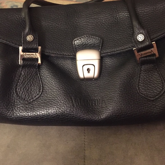 Valentina black leather made in Italy handbag