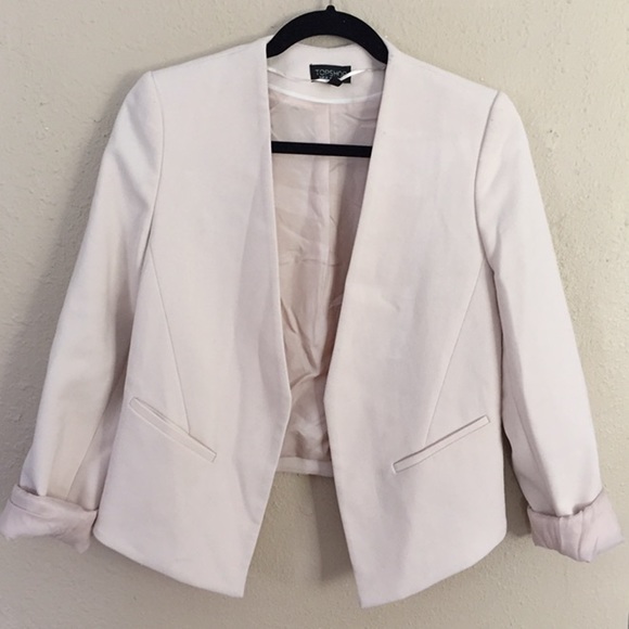 Topshop Jackets & Blazers - Topshop Blush Pink Open Blazer