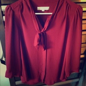 LOFT Button Front Blouse with Tie