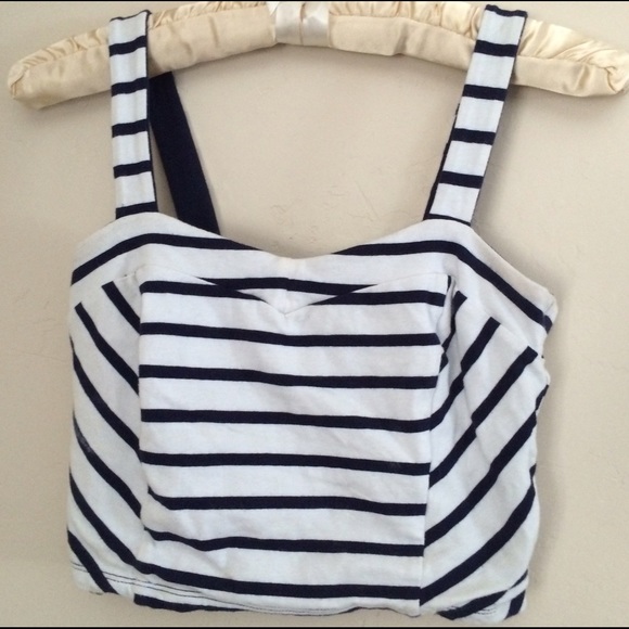 Forever 21: Blue & White Striped Crop Top