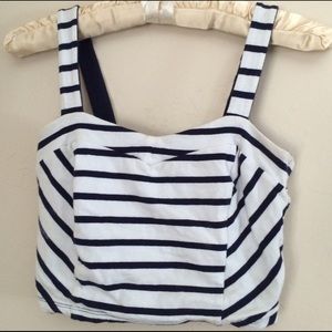 Forever 21: Blue & White Striped Crop Top