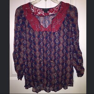 Lucky Brand 3/4 Sleeve Blouse