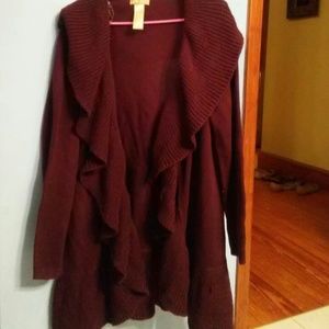 Ruffled Cable Knit Sweater