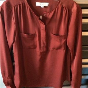 LOFT Button Front Blouse with Pockets