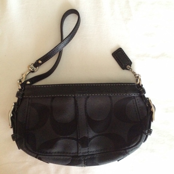 Black Signature C's Coach Wristlet/Clutch