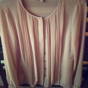 LOFT Pleated Button Front Blouse
