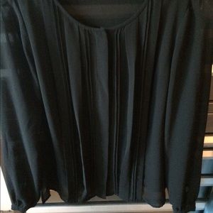 LOFT Pleated Button Front Blouse