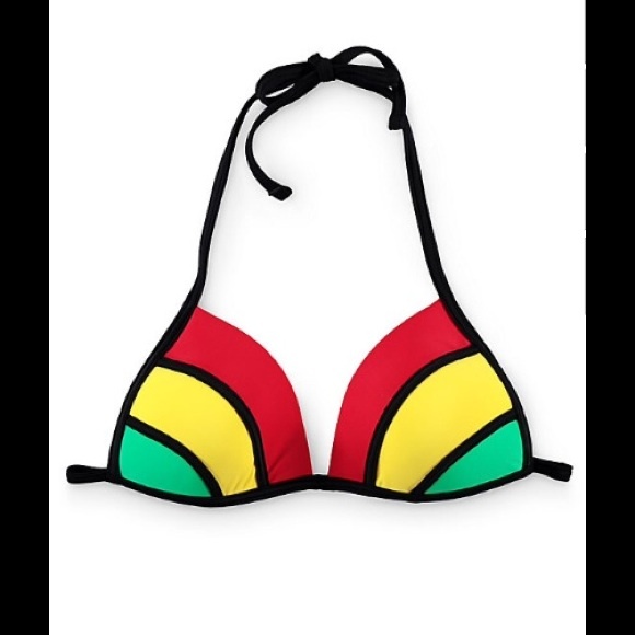 EMPYRE Red/Yellow/Green Push Up Style Bikini Top - Picture 2 of 11