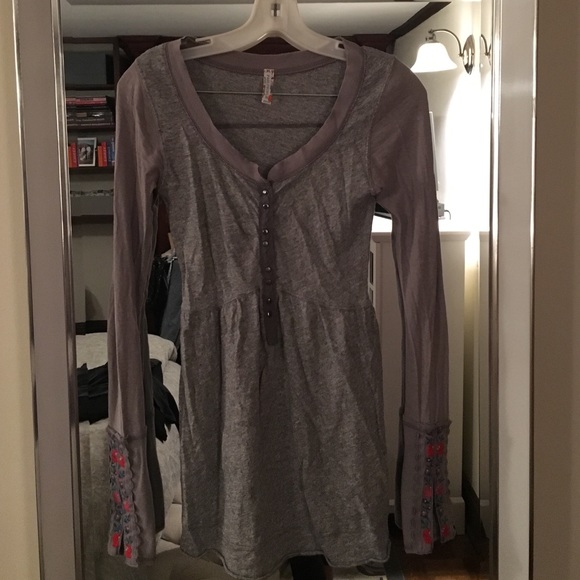 Free People tunic with embroidered cuffs