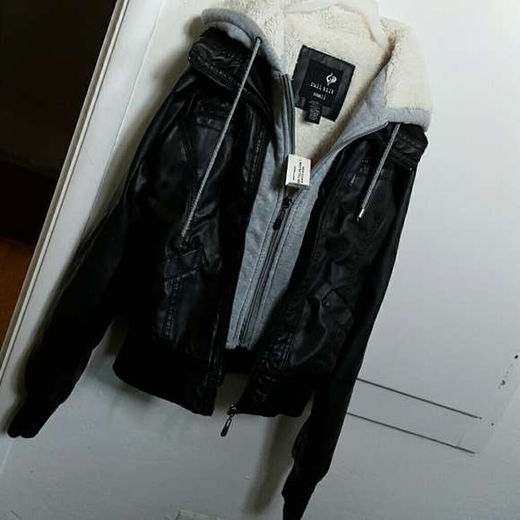 Leather jacket with grey sweater atached brand new - Picture 1 of 2