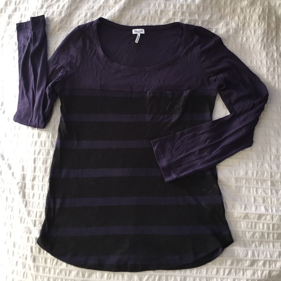 Splendid Long Sleeve Striped Pocket T