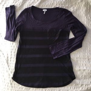 Splendid Long Sleeve Striped Pocket T