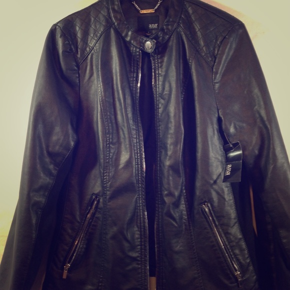 A.N.A Pleather black biker style jacket