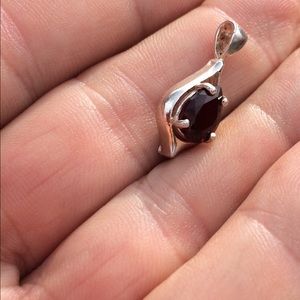 Real Red Garnet Pendant Solid Sterling Silver