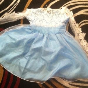 Blue backless lace homecoming dress