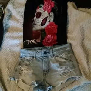 American Eagle - Destroyed Light Wash Jean Shorts