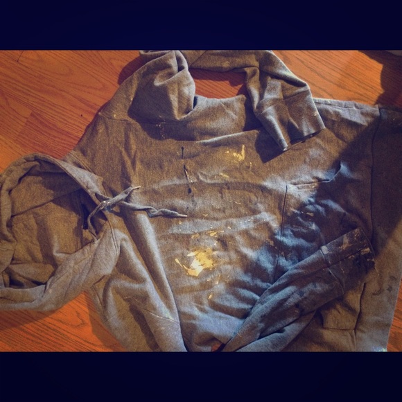 TOP SHOP distressed splattered hoodie