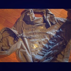 TOP SHOP distressed splattered hoodie