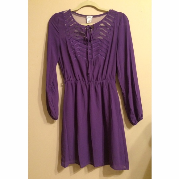 Purple Long-Sleeve Dress with Purple Liner.