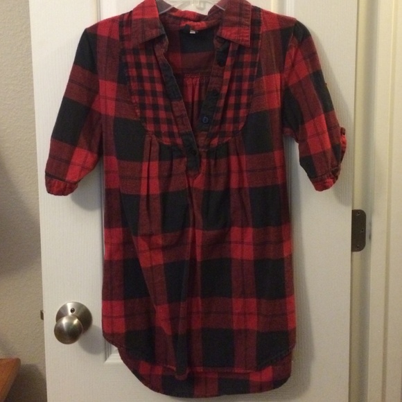Red and black plaid tunic