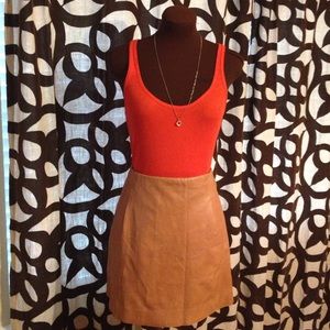 Vince Distressed Lambskin Mini Skirt