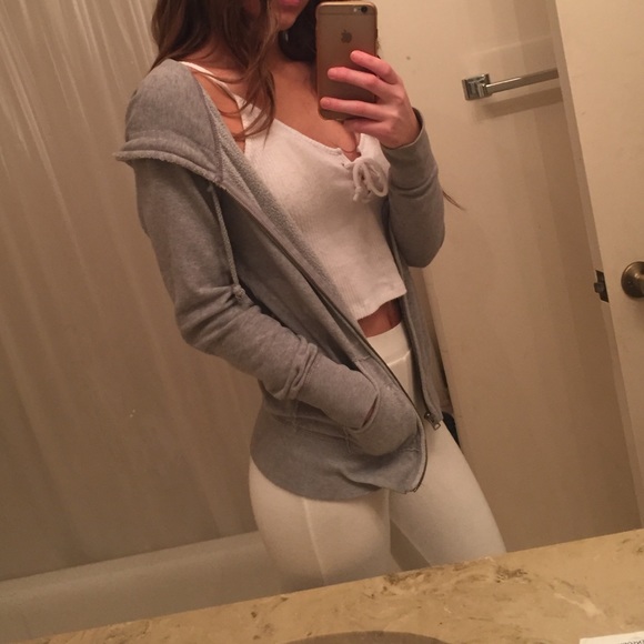 American Eagle Gray Zip Up Sweater Jacket