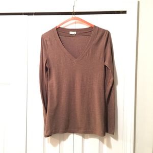 Long sleeve chocolate brown t-shirt.