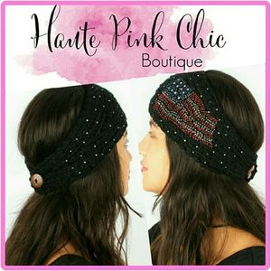 American Flag Rhinestones Knit Headwrap