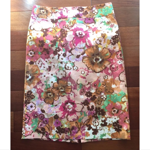 J. Crew Watercolor Floral Pastiche Pencil Skirt