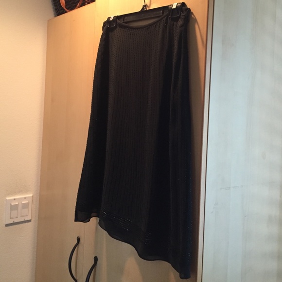 Ann Taylor 100% silk beaded skirt