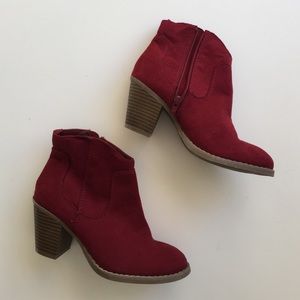 Burgundy suede booties
