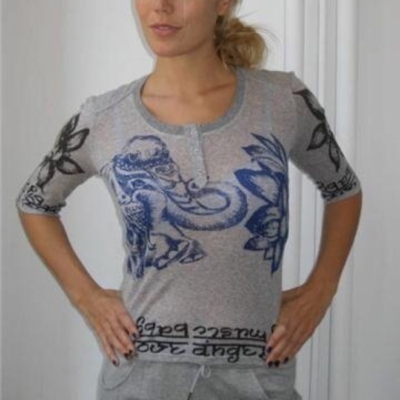 L.A.M.B. Baby elephant 3/4 sleeve top