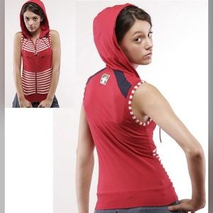 L.A.M.B. Striped Sleeveless Hoodie